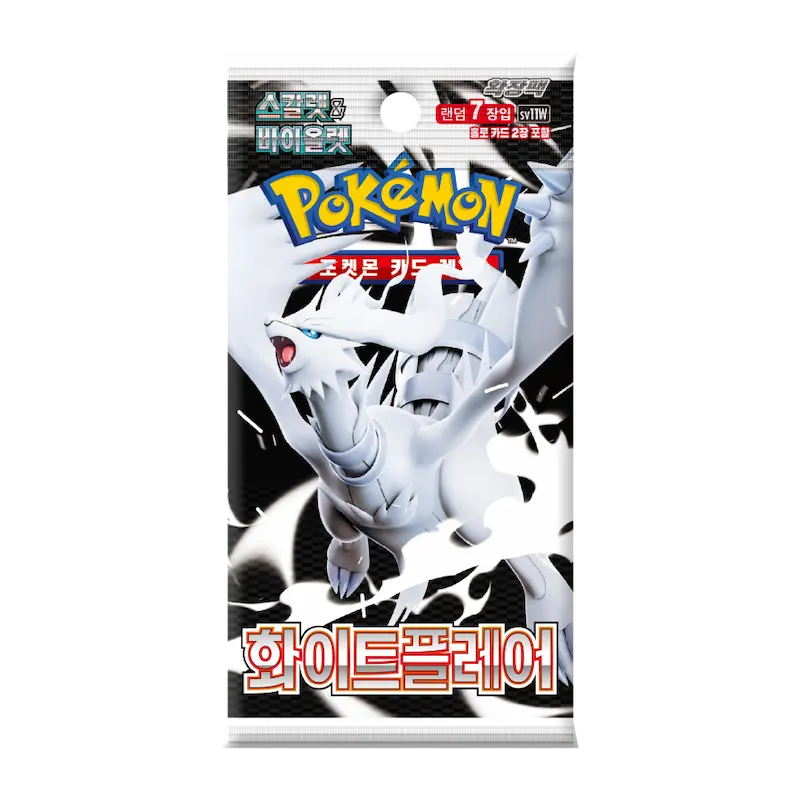White Flare KR Booster Pack featuring 7 unique cards from Pokémon TCG: Scarlet & Violet SV11W set.