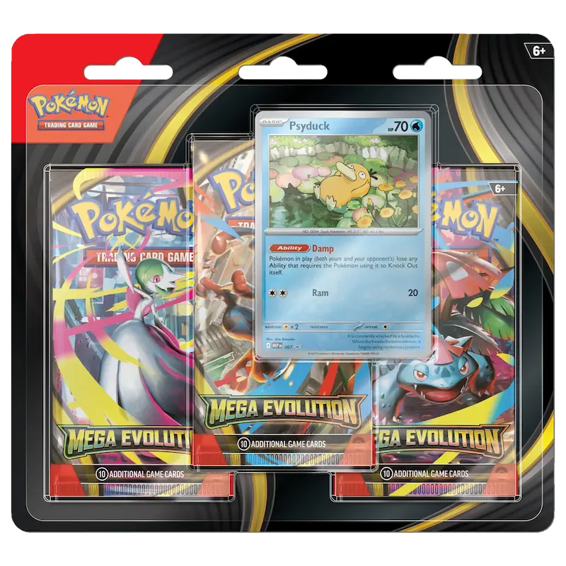 Mega Evolution 3-Pack Blister (Live-stream) with Psyduck promo card and booster packs