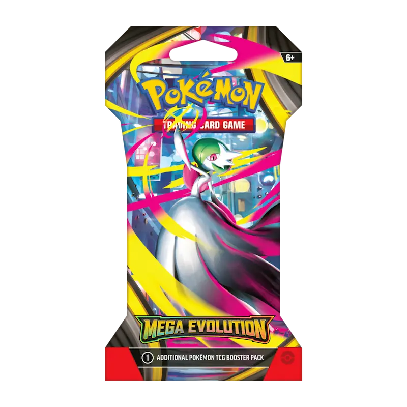 Mega Evolution Sleeved Booster (Live-stream) featuring vibrant artwork of Pokémon Trading Card Game.