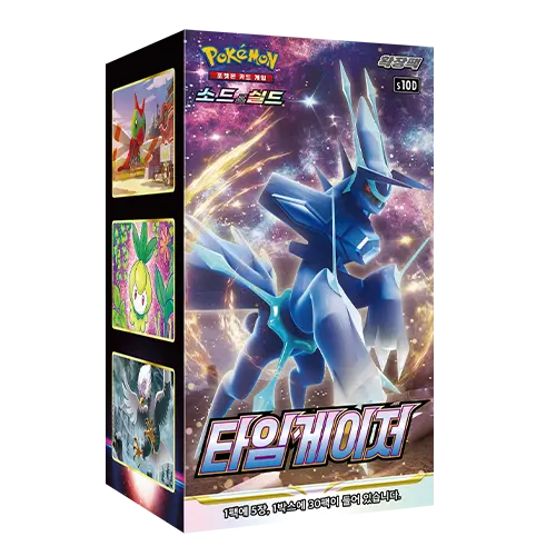 Time Gazer Korean Booster Box featuring Pokémon art and booster pack details.