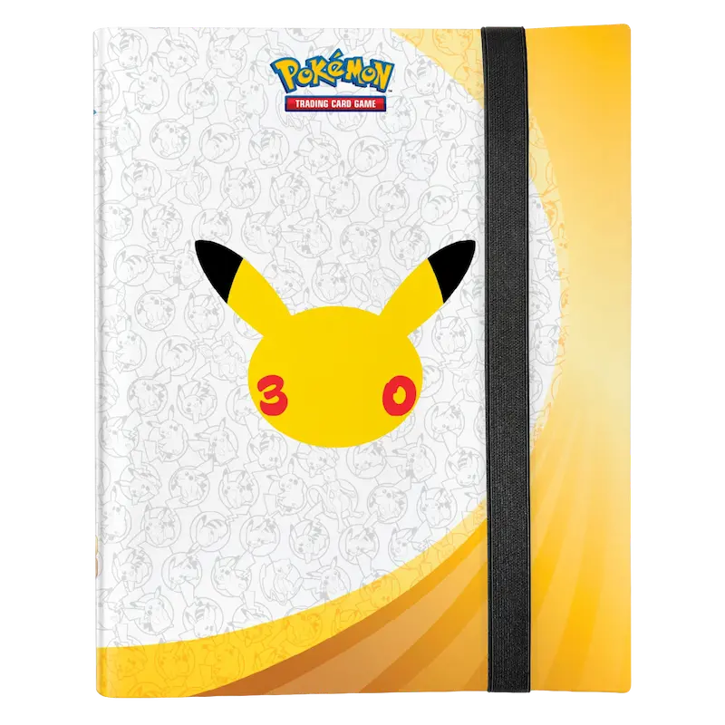 30e jubileum Binder Collectie met Pikachu-design op een felgele achtergrond voor Pokémon TCG.