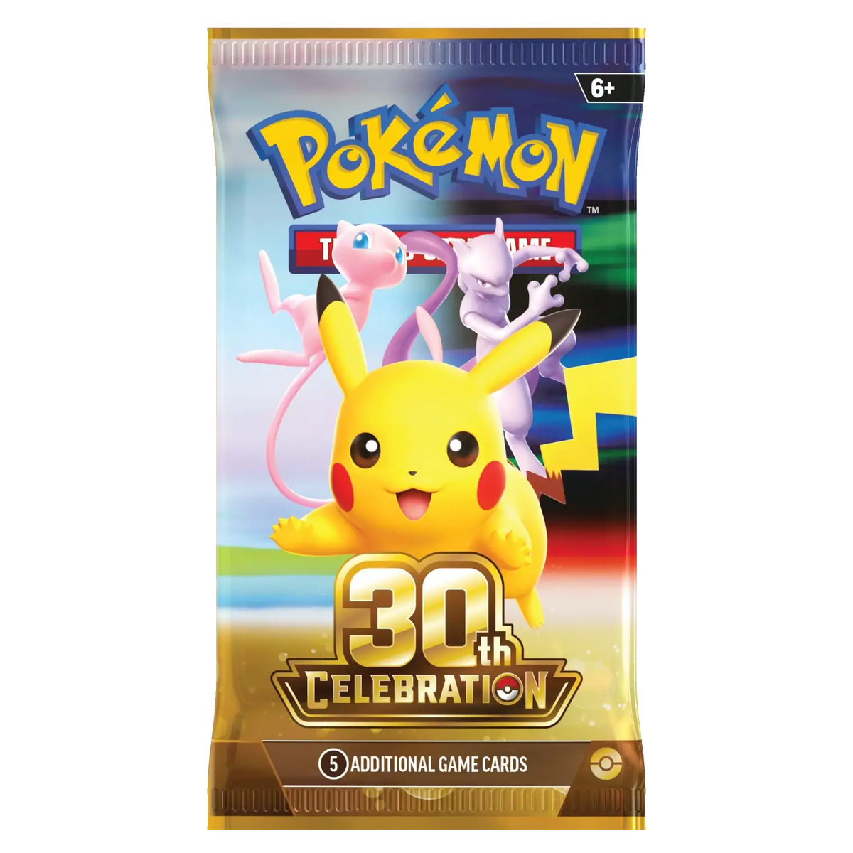 30th Celebration Booster Pack featuring Pikachu and iconic Pokémon artwork.