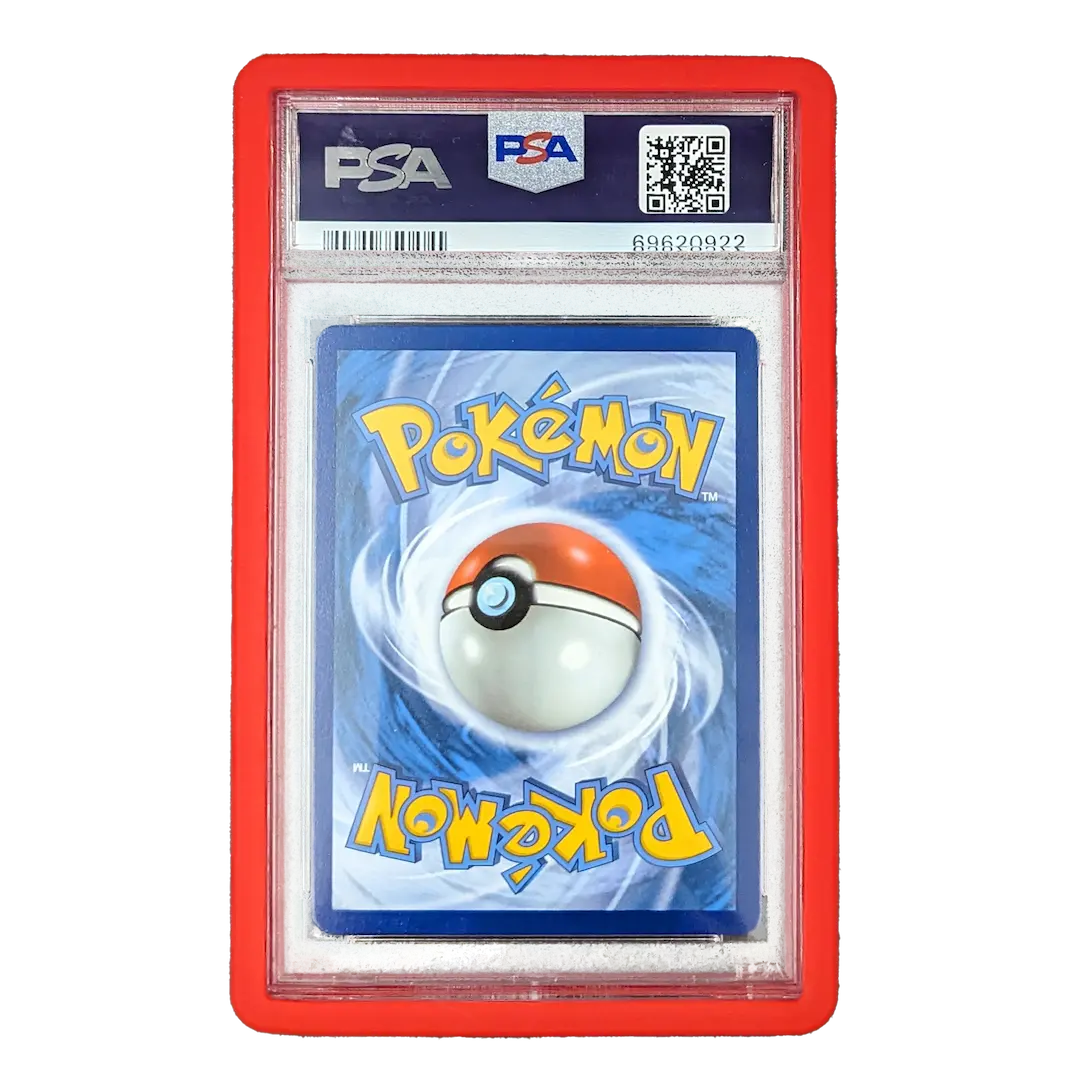 PSA Slab Bumper - Rood ter bescherming van een ingelijste Pokémon-ruilkaart met levendige kleuren.
