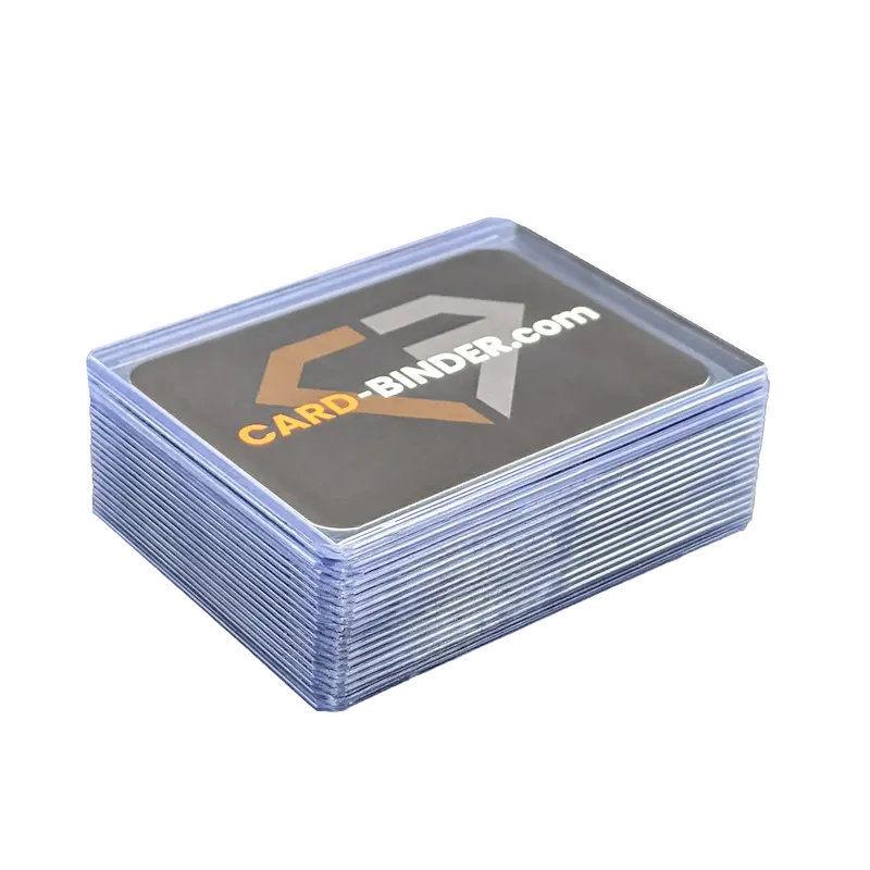 Standard Size Toploaders stacked with cirdbinder.com logo visible for card storage and protection.