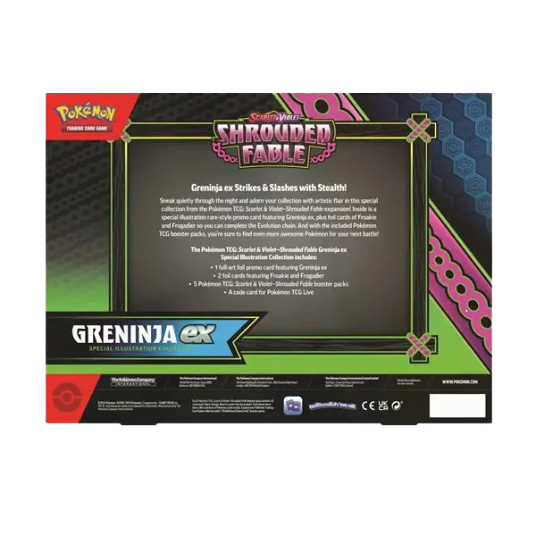 Pokémon Shrouded Fable Greninja EX Special Illustration Kollektion mit Booster-Packs und Promo-Karten.
