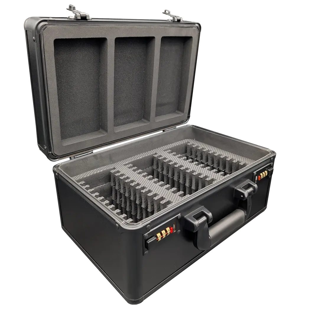 Universal Slab Case with three display slots and storage for 42 graded card slabs.