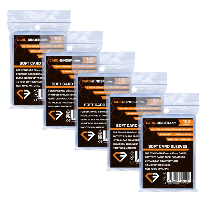 Standard Fit Soft Card Sleeves Packung zum Schutz von Standard-Sammelkarten vor Kratzern und Verunreinigungen.