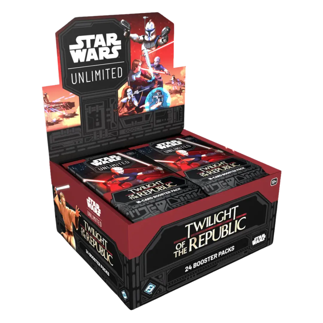 Star Wars Unlimited Twilight of the Republic Booster Box mit 24 Booster-Packs für epische Klonkriege-Schlachten.