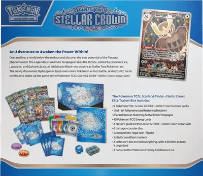Boîte d'entraîneur d'élite Couronne Stellaire Pokémon : Description au dos