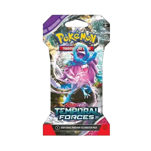 Pokémon SV05 Temporal Forces booster pack featuring Walking Wake ex and vibrant design for TCG enthusiasts.