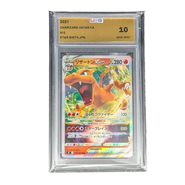 Carte Charizard VSTAR FA 2021 en condition parfaite, notée 10, du set japonais Star Birth.