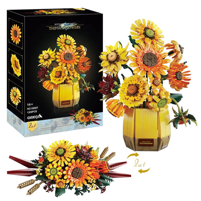 Van Gogh Zonnebloemen Bouwstenen Set met 1328 onderdelen voor huisdecoratie.