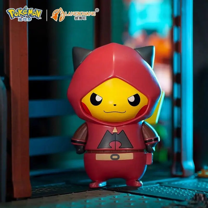 Team Magma Pikachu figure in a villain costume, showcasing Pikachu's charm with a darker theme.