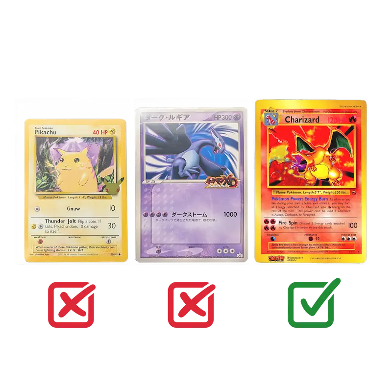 XXL Oversized Kartenhüllen mit Pikachu, Rayquaza und Glurak Sammelkarten.