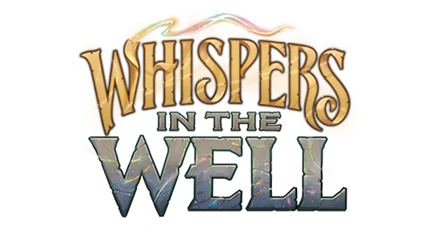 Ensemble 10 : Logo « Whispers in the Well » avec typographie et éléments graphiques colorés.