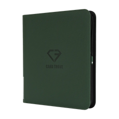 Reliure 12 pochettes verte, reliure robuste pour ranger 480 cartes à collectionner standard avec fermeture éclair lisse et résistance aux éclaboussures.