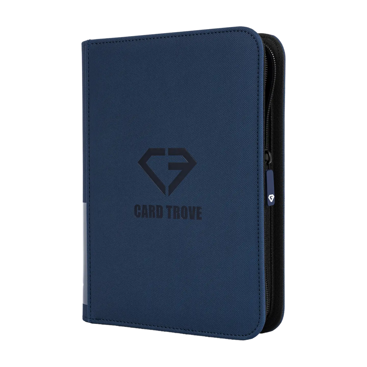 4-Pocket Card Binder Blue with a sturdy design and smooth zipper for secure card storage.