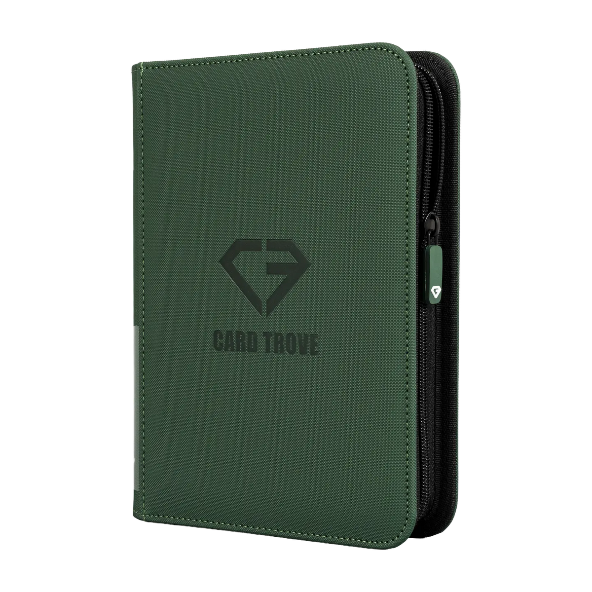 4-Pocket Card Binder Green for storing up to 160 trading cards, splash resistant with ultra clear compartments.