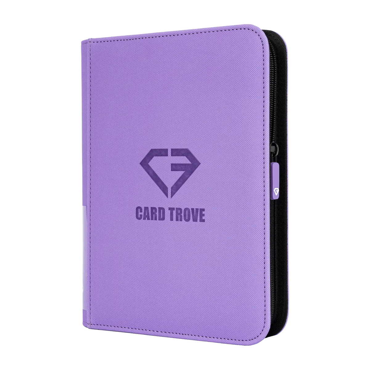 4-Pocket Card Binder Purple with smooth zipper and durable design for storing trading cards.