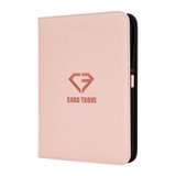 9-Pocket-Kartenbinder Pink mit strapazierfähigem Design und glattem Reißverschluss zur Aufbewahrung von Sammelkarten.