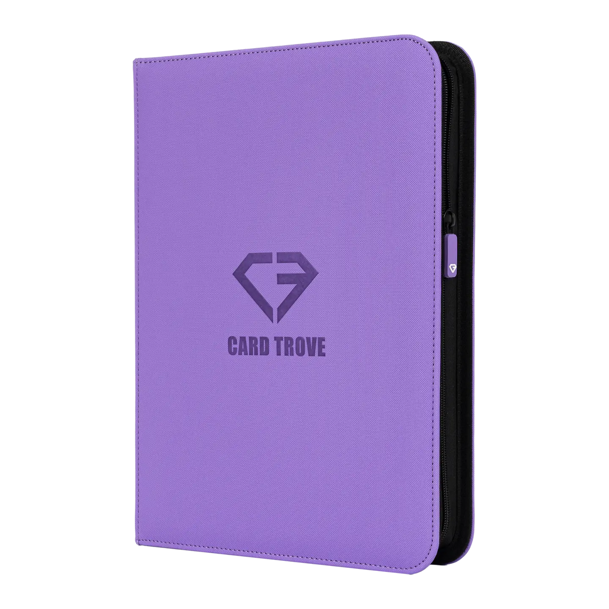 9-Pocket Card Binder Purple with zipper for secure card storage and premium finish.