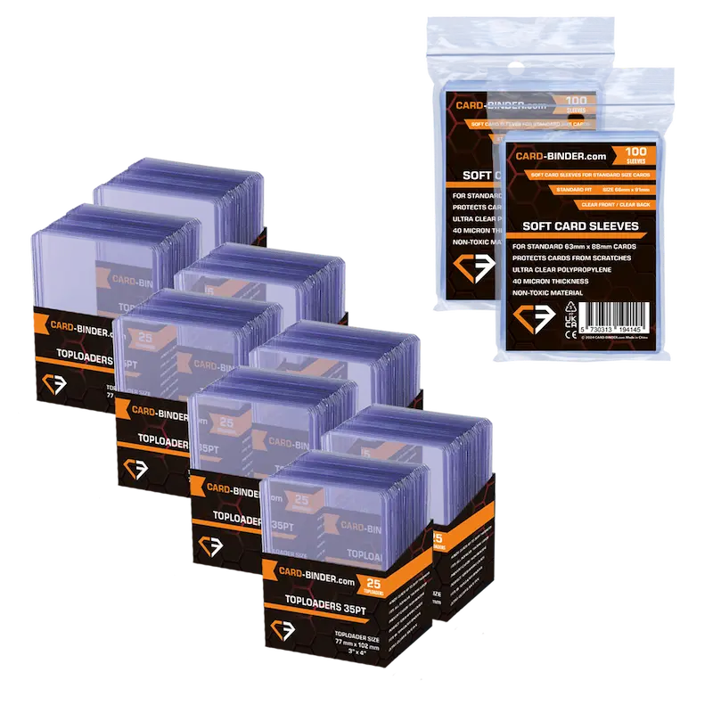 Bundel van 200 standaard formaat toploaders + 200 penny sleeves