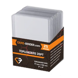 Image of Clear Toploaders packaging showing 25 toploaders for card storage and shipping.