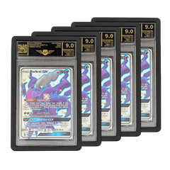 PSA Slab Bumper - Black protecting PSA graded Darkrai GX trading cards in display