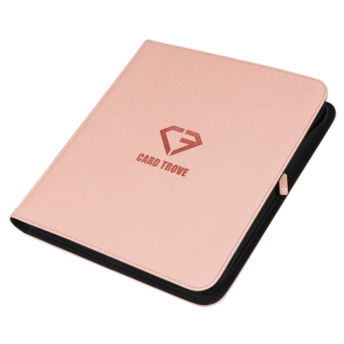 12 Pocket Card Binder Pink with a smooth zipper and premium finish for trading card storage.