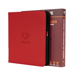 12-Pocket Kartenbinder Rot für 480 Sammelkarten, spritzwassergeschützt, ultraklare Fächer, glatter Reißverschluss.