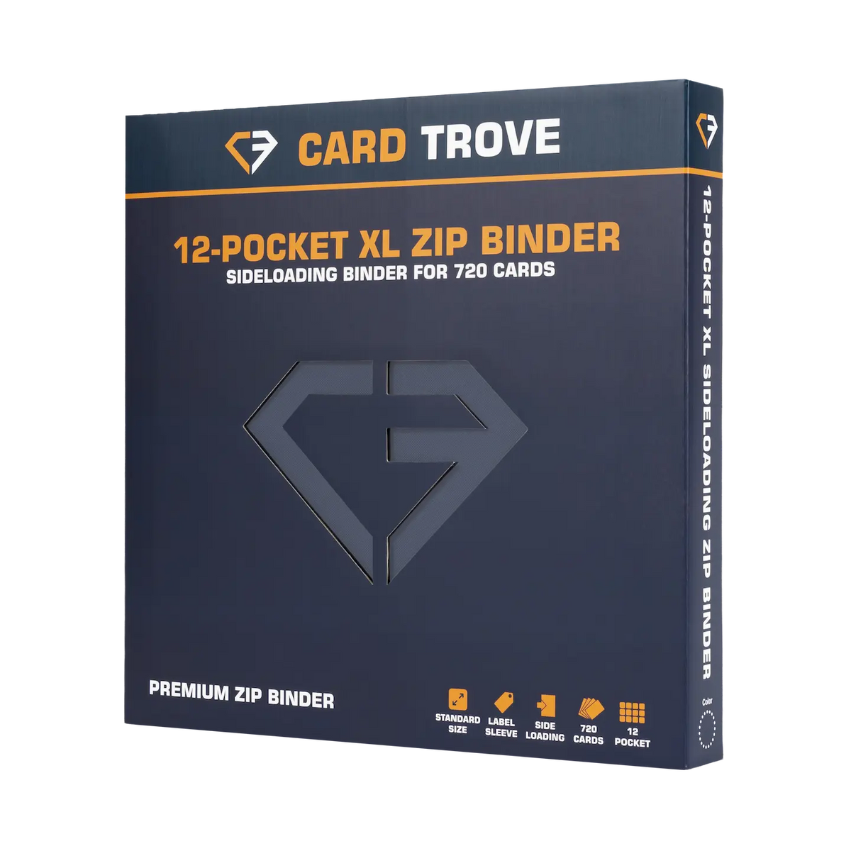 12-Pocket XL Card Binder Blue packaging with sleek design for up to 720 standard trading cards.