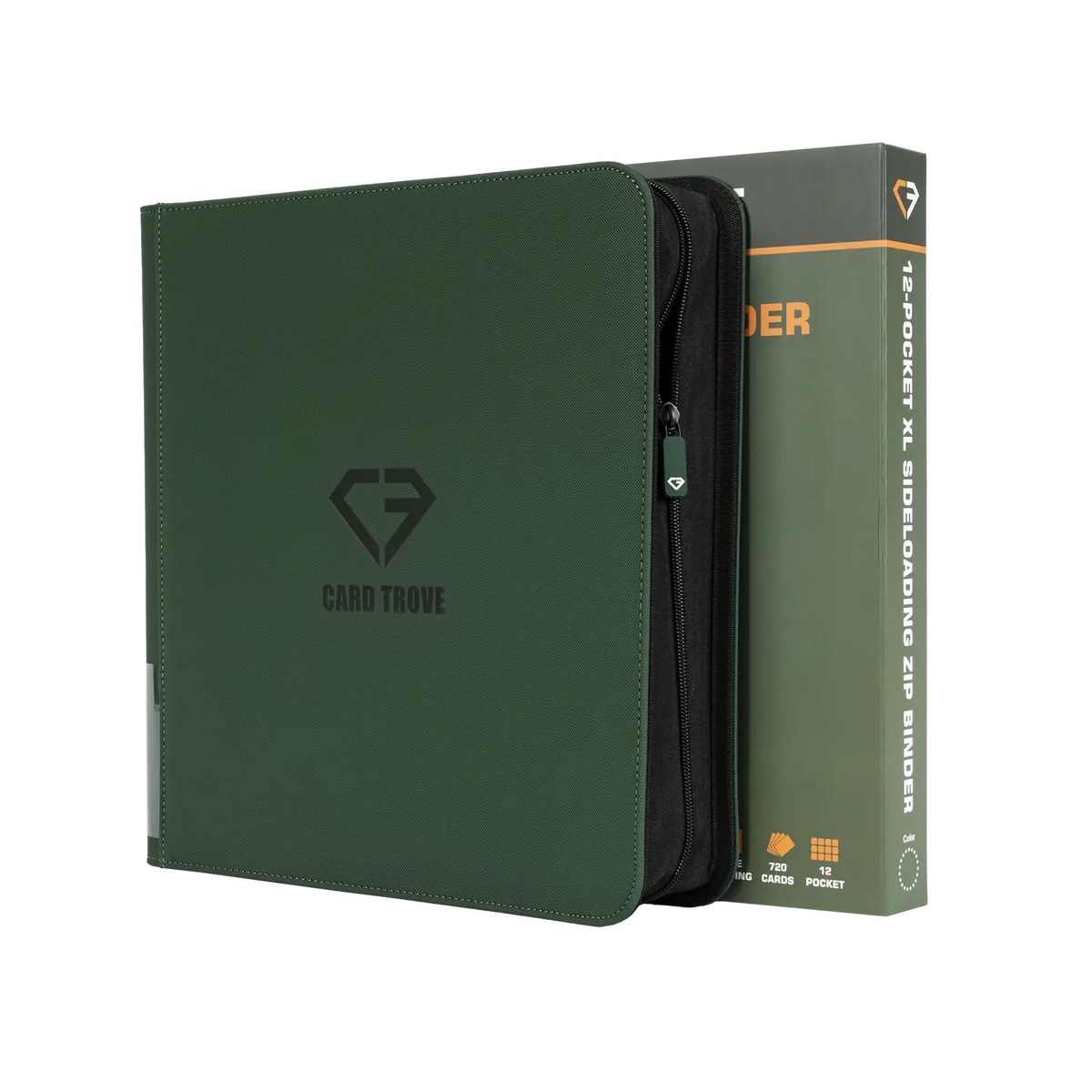 12-Pocket XL Kaarthouder Groen, premium map voor standaard ruilkaarten met rits en spatwaterbestendige afwerking.