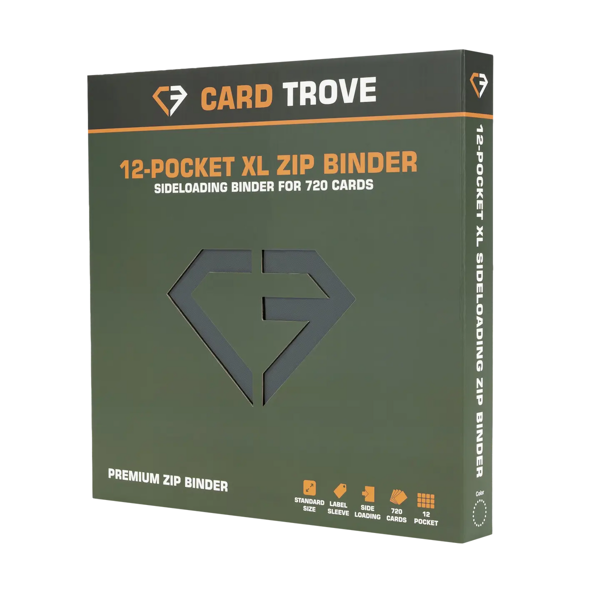 12-Pocket XL Card Binder Green packaging showing premium sideloading binder for 720 cards