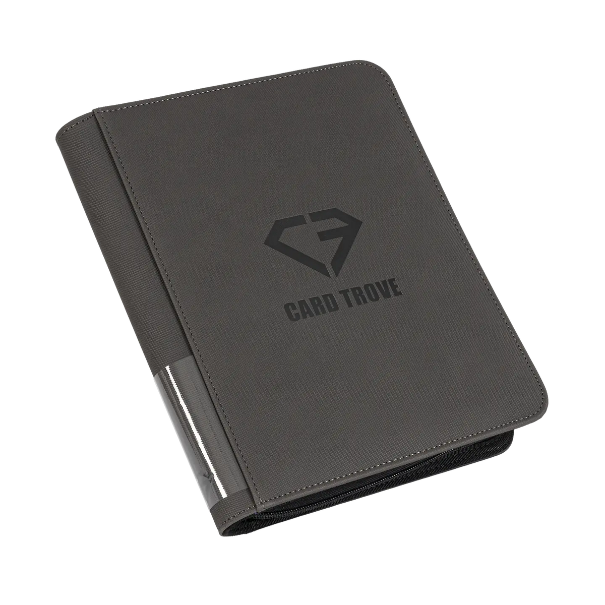 4-Pocket Toploader Card Binder Grey featuring a sleek design and durable construction for card storage.