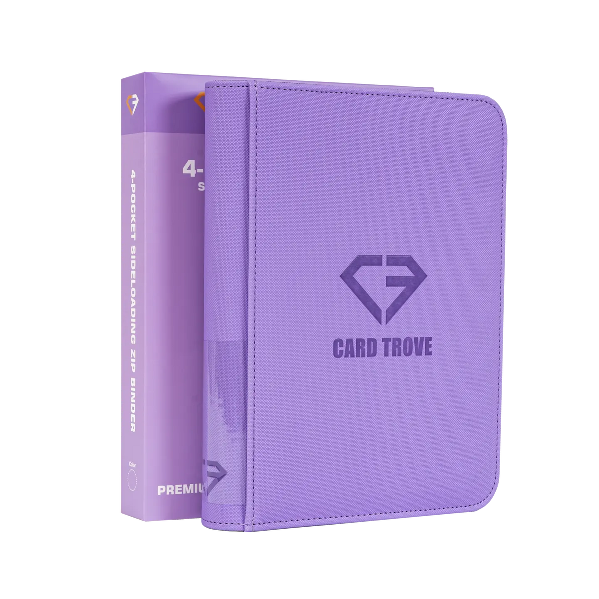 4-Pocket Card Binder Purple showcasing a premium design and ultra-clear compartments for trading cards.