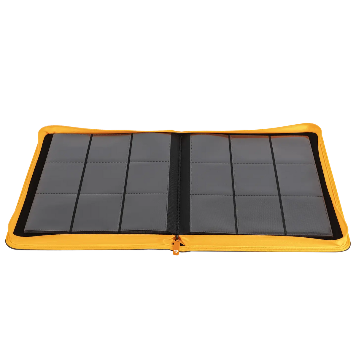 9-Pocket Toploader Card Binder - Trove Limited open showcasing grey compartments for storing trading cards.