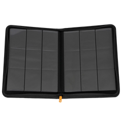 9-Pocket-Kartenbinder Schwarz, geöffnet, zeigt Kartenfächer zur sicheren Aufbewahrung von Sammelkarten.