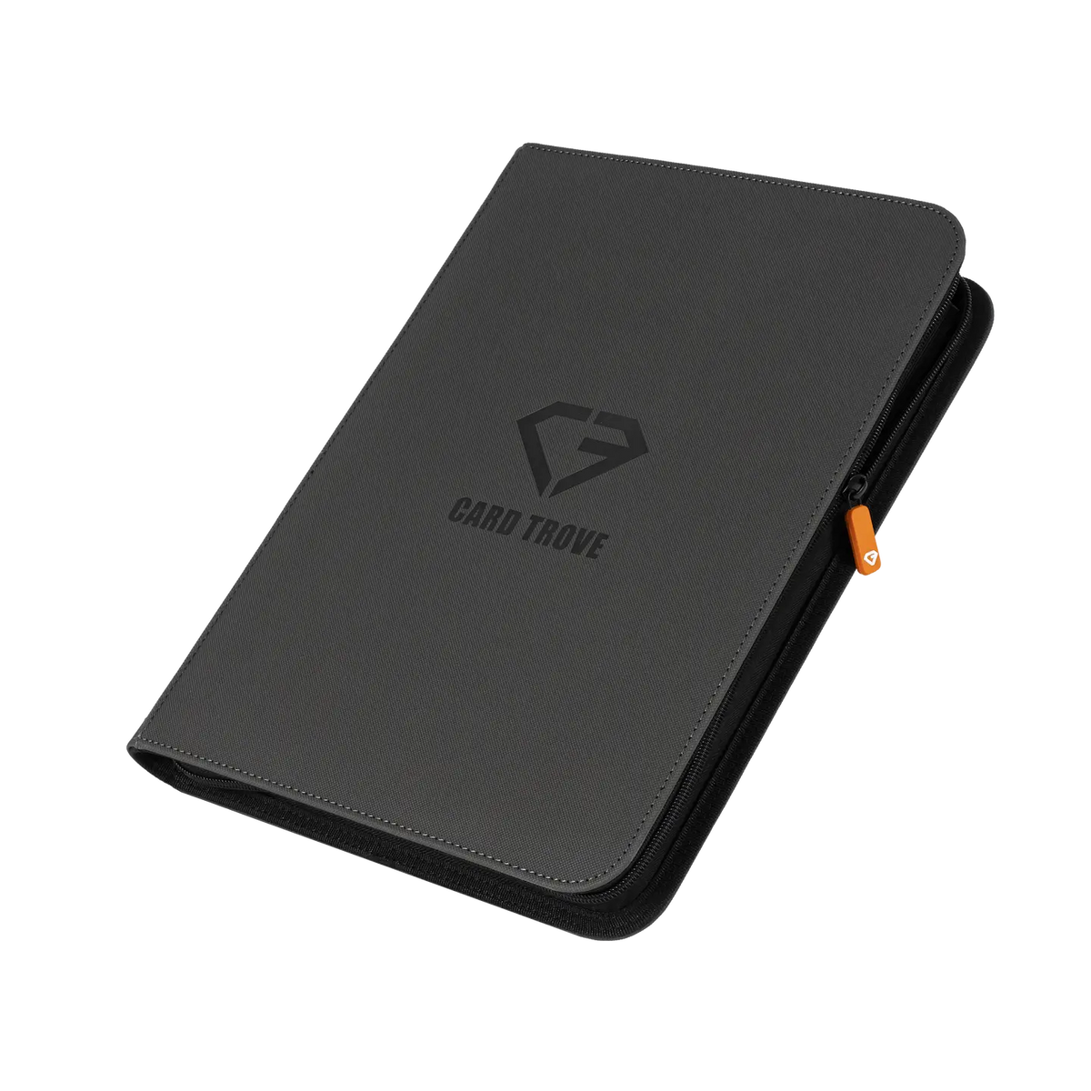 9 Pocket Card Binder gray with zipper for 360 standard trading cards, splash and impact resistant.