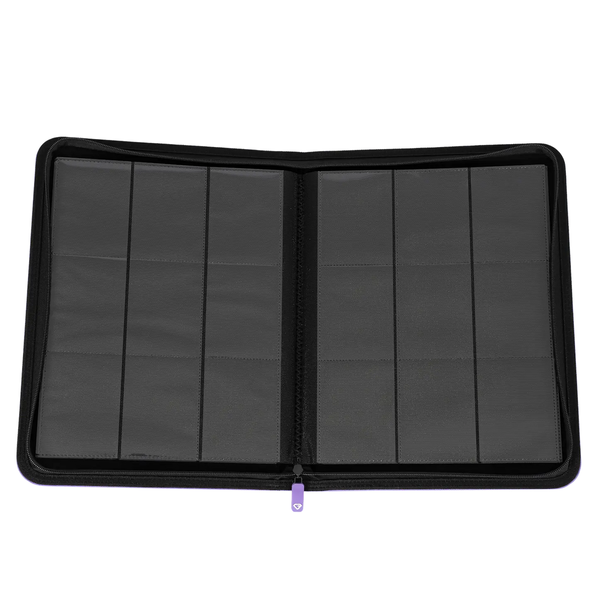 9-Pocket Kartenbinder Lila mit Fächern für Sammelkarten.
