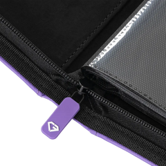 9-Pocket-Kartenbinder Lila Reißverschluss-Detail zeigt Premium-Qualität und Schutz für Sammelkarten.