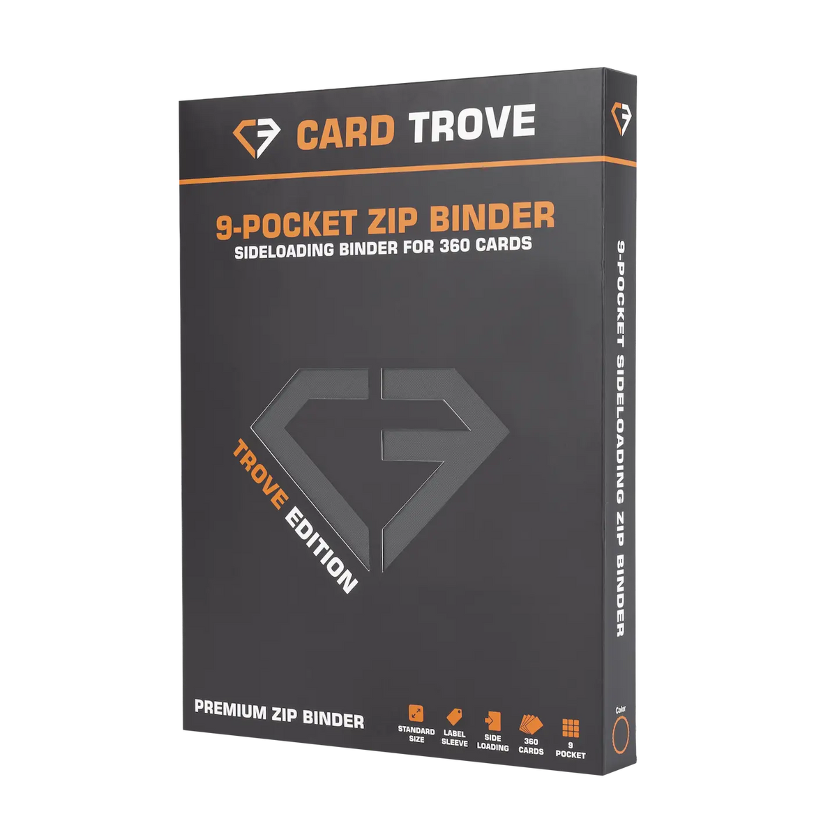 9-Pocket-Kartenbinder – Trove Limited Verpackung mit einem hochwertigen Seitenladebinder für 360 Karten.