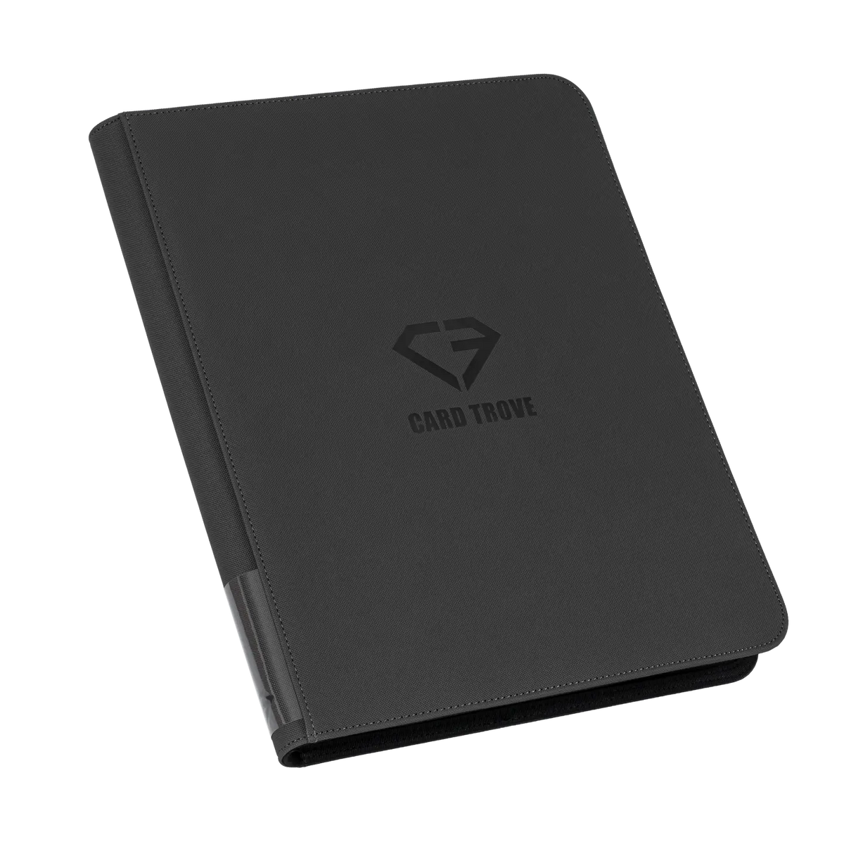 9 Pocket Toploader Card Binder grey with CARD TROVE logo, designed to hold 252 standard toploaded trading cards.