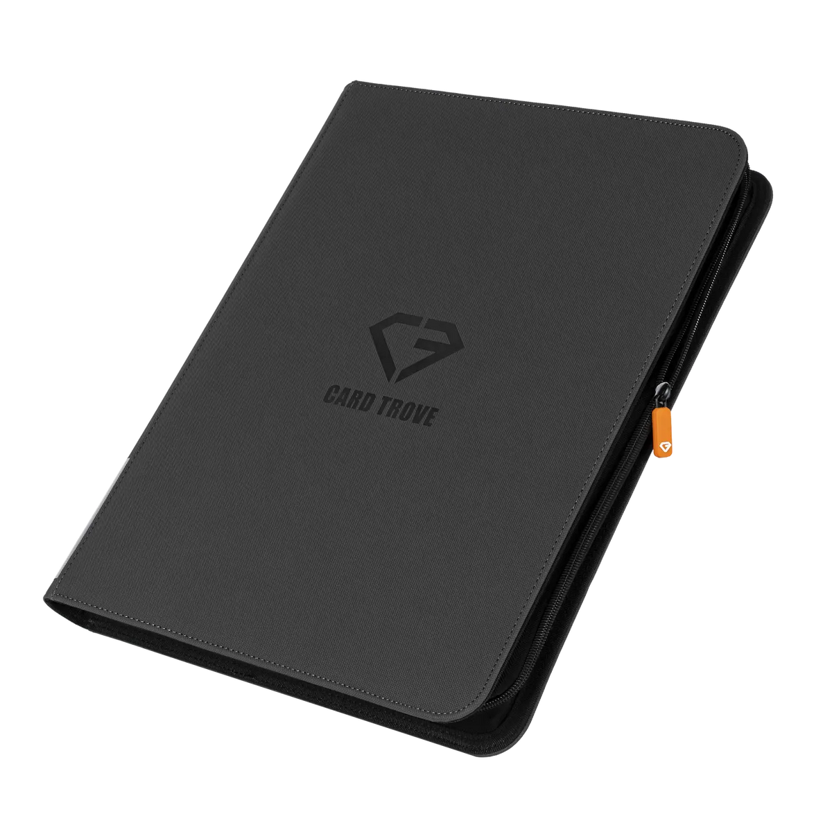 9 Pocket Toploader Card Binder in grey with logo, ideal for 252 standard toploaders, splash resistant and with smooth zipper.