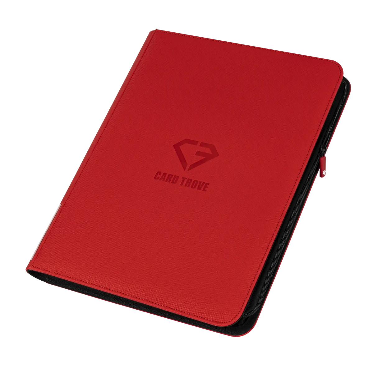 9-Pocket Toploader Card Binder Red, sturdy card storage for 252 standard toploaders, zip closure and splash resistant.