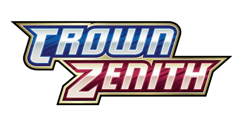 "Crown Zenith-Logo mit kräftiger blauer und weinroter Typografie auf schwarzem Hintergrund."