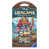 Azurite Sea Sleeved Booster Pack mit Charakteren aus dem Disney Lorcana Sammelkartenspiel.