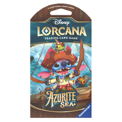 Azurite Sea Sleeved Booster Pack mit Charakteren aus dem Disney Lorcana Sammelkartenspiel.