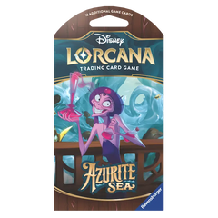 Azurite Sea Sleeved Booster mit Disney Lorcana Sammelkartenspiel-Artwork und Charakterdesign.
