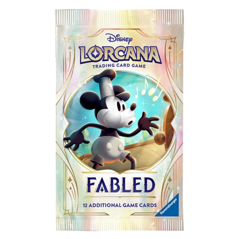 Fabled Booster Pack mit dem Disney Lorcana Sammelkartenspiel und 12 zusätzlichen Spielkarten.