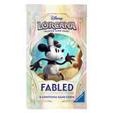 Fabled Booster Pack featuring Disney Lorcana trading card game and 12 additional game cards.